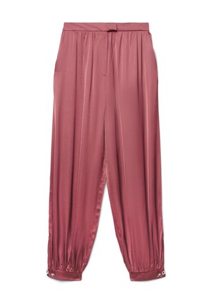 Locker sitzende Satin-Hose in altrosa mit elastischen Bündchen an den Knöcheln und hohem Bund.