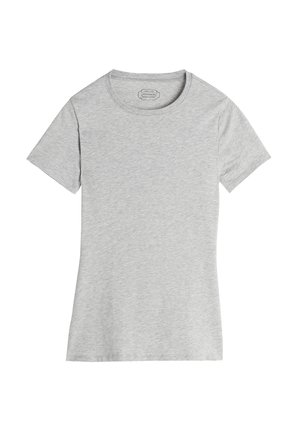 Korte mouw, ronde hals t-shirt in lichtgrijs, gemaakt van een zachte katoenmix. Heeft een gladde textuur en een minimalistisch ontwerp voor veelzijdigheid.