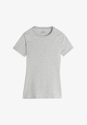 Short-sleeve, crew-neck t-shirt in light gray, made from soft cotton blend. Features a smooth texture and minimalistic design for versatility.