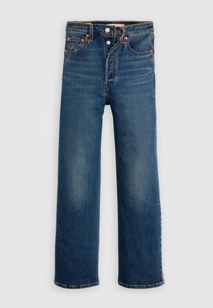 Τζιν παντελόνι σε σκούρο μπλε με άνετη εφαρμογή. Διαθέτει σχεδίαση με πέντε τσέπες, κλείσιμο με κουμπί και διακριτική ξεθώριαση στο μηρό.