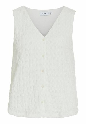 VILA, SLEEVELESS TOP VIGARMINA V-NECK - Top - snow white