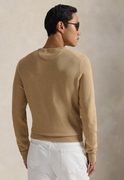 Polo Ralph Lauren MESH-KNIT COTTON CREWNECK SWEATER - Vesta - camel melange