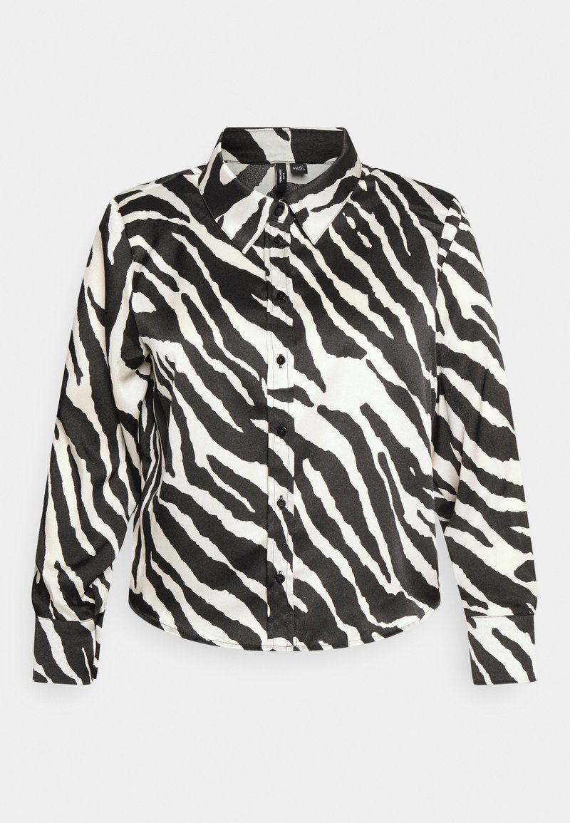 Vero Moda Curve VMALASKA ZEBRA SHOULDER - Blusa com botões - snow white