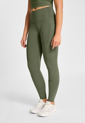 Hummel HIIT INTENSITY HIGH WAIST  - Tights - deep lichen green