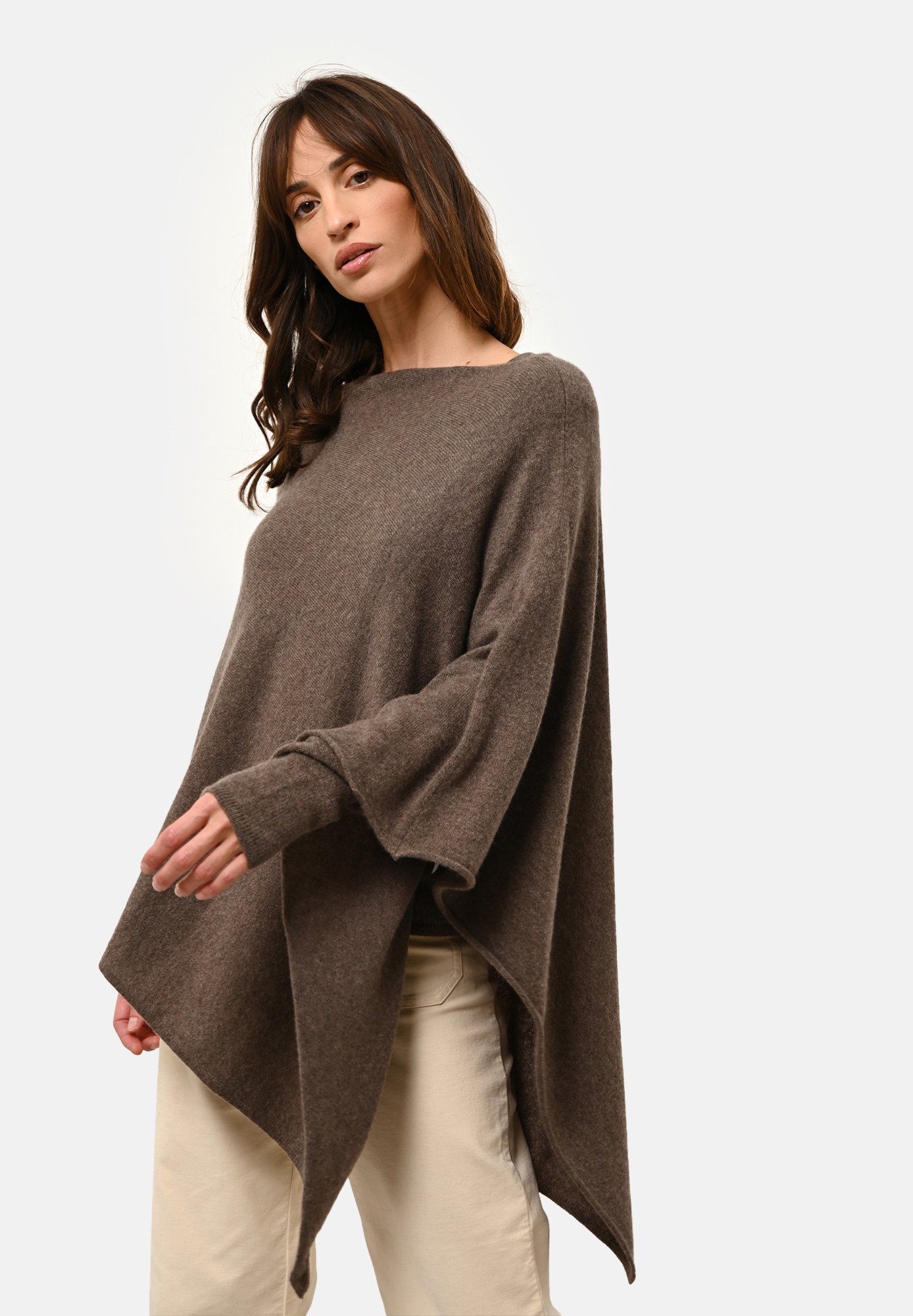 Just Cashmere MEREDITH Cape taupe chiné/taupe Zalando