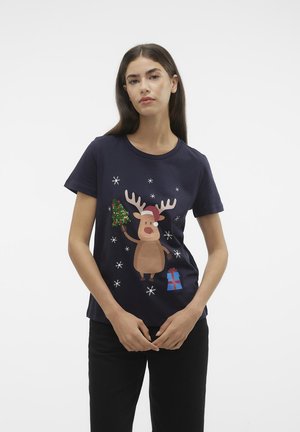 Vero Moda VMFRANCIS XMAS - T-shirt con stampa - night sky