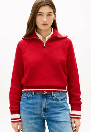 FLAG RELAXED QUARTER-ZIP  - Trui - medium red