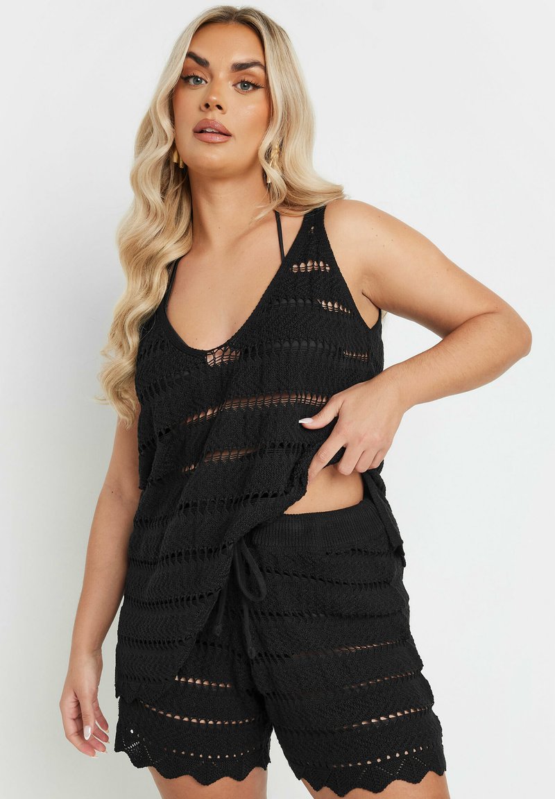 Yours Clothing POINTELLE - Uimashortsit - black