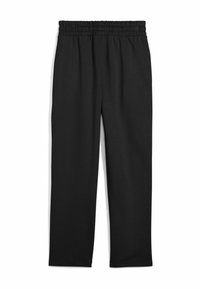 Pantaloni sportivi neri con vita elasticizzata, realizzati in tessuto morbido ed elastico, con una vestibilità dritta e senza tasche visibili.