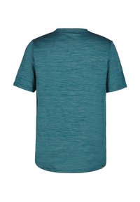 T-shirt a maniche corte con scollatura a girocollo di colore teal, caratterizzato da un motivo tessurizzato mélange. Realizzato in tessuto leggero per il massimo comfort.