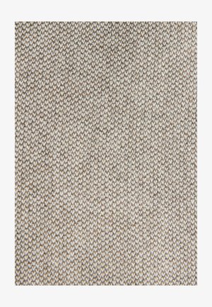 Textured fabric in shades of beige and light brown, featuring a tight weave with small, uniform patterns, resulting in a soft, sturdy surface.