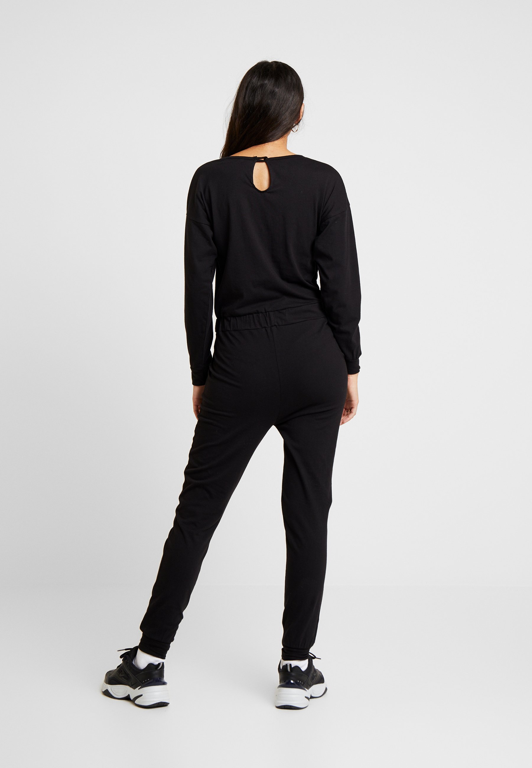 black casual loungewear jumpsuit