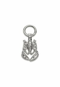 Sølvkrabbe-lås nøglering med indviklede detaljer, herunder kløer og segmenteret krop, med en cirkulær vedhæftningsring.