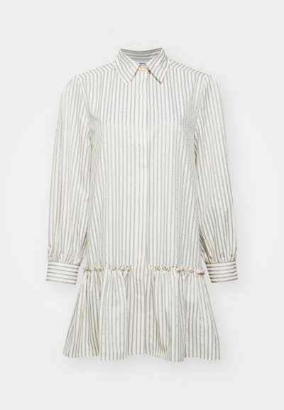 sandro DRESS WITH STRIPE - Skjortekjole - kaki/rose
