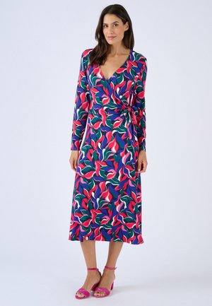 EFFET CACHE-COEUR - Robe pull - bleu feuillage