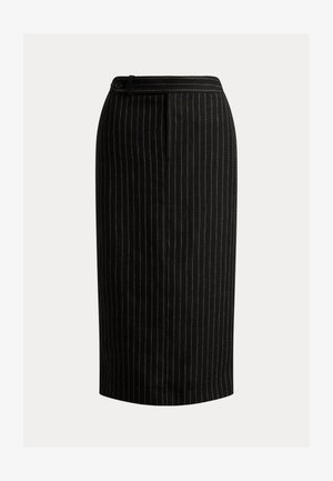 Lauren Ralph Lauren, CHALK-STRIPE LINEN PENCIL MIDI SKIRT - Pencil φούστα - black/tan