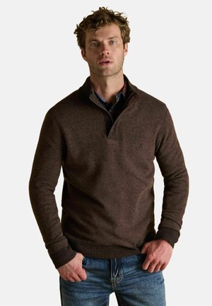 REGULAR FIT - HIGHLAND BUTTON QUATER ZIP - Strickpullover - brown