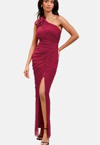 Lipsy CORSAGE ONE SHOULDER RUCHED - Iltapuku - berry red