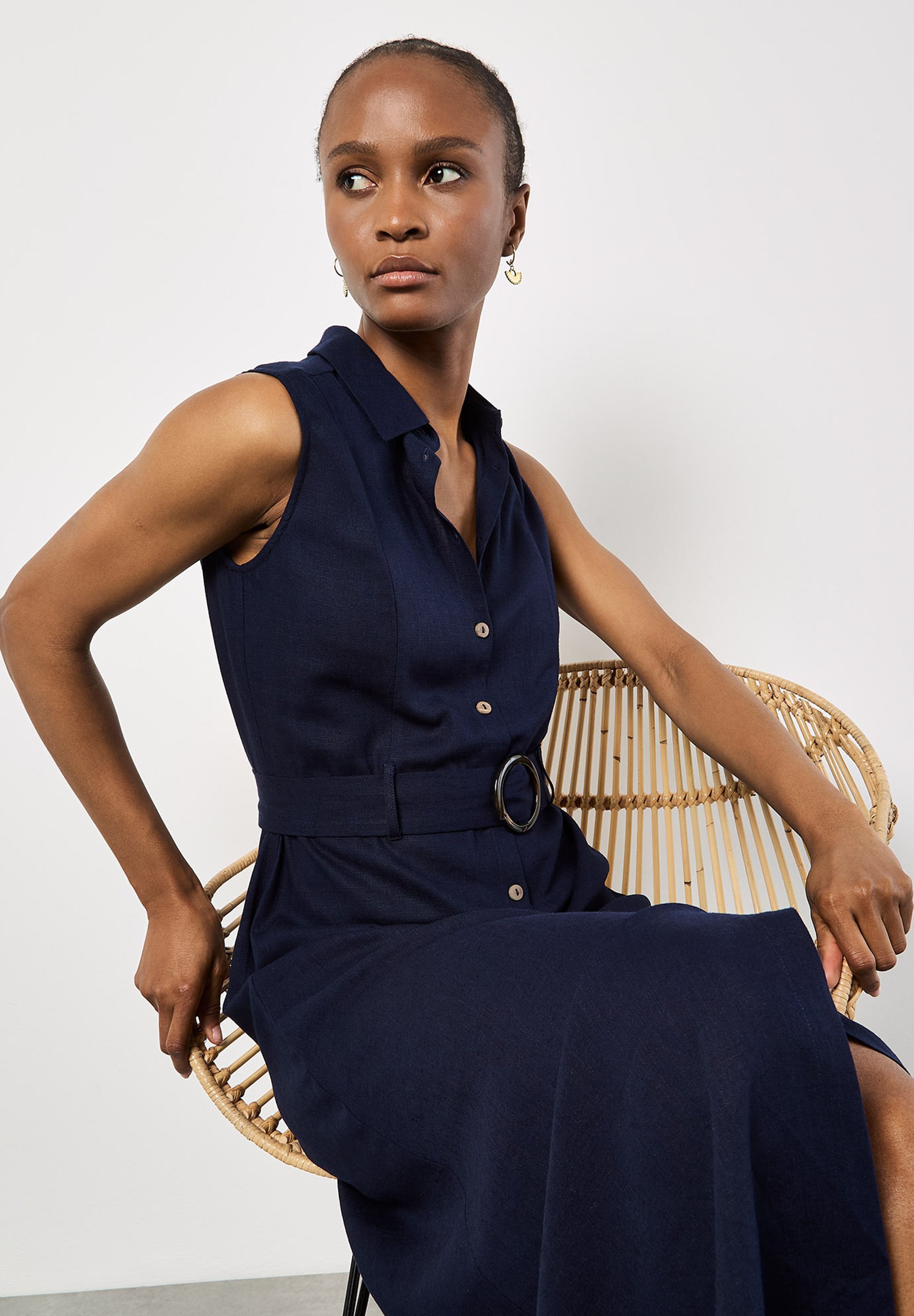 Apricot MIDI - Vestido camisero - navy/azul marino - Zalando.es