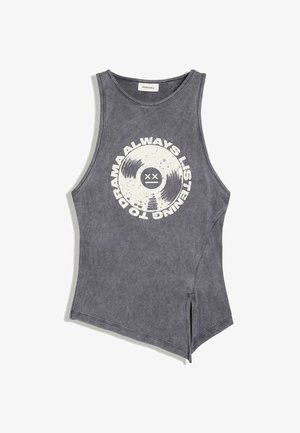 Bershka, PRINTED SLEEVELESS ASYMMETRIC - T-SHIRT - Top - grey