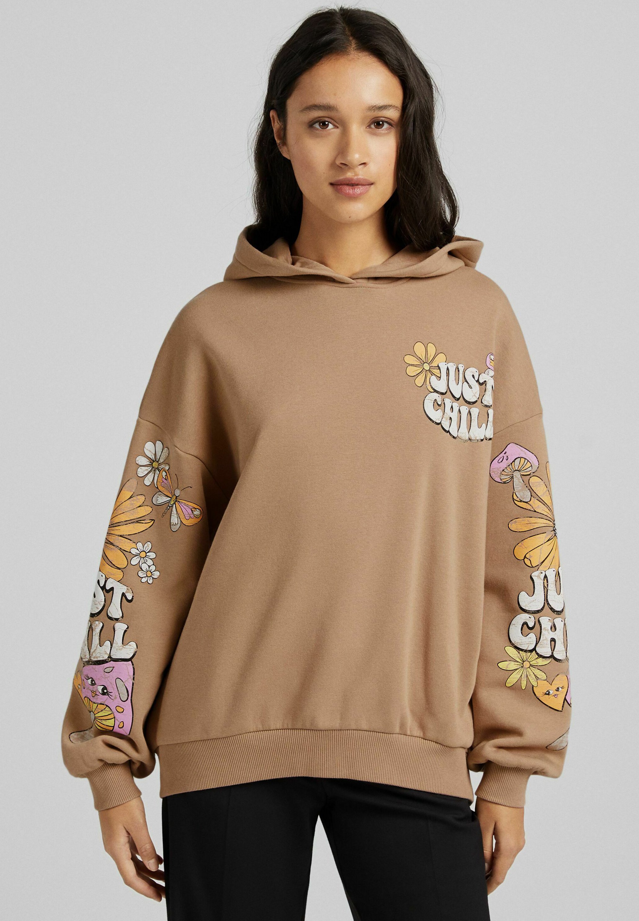 Bershka Felpa con cappuccio - camel/sabbia - Zalando.it