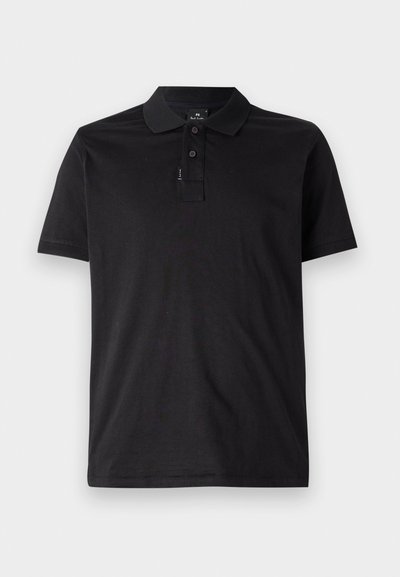 Svart polo skjorte laget av myk bomull, med kragehals, tre knappelukking og korte ermer. Enkel og klassisk design.