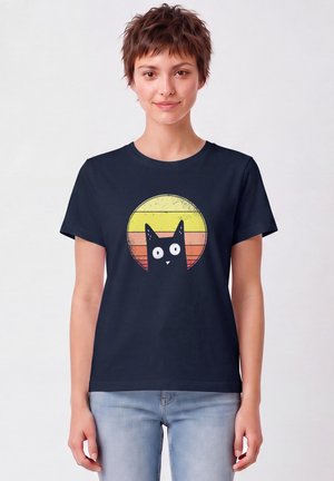 watapparel, SUNSET CAT - T-Shirt print - french navy