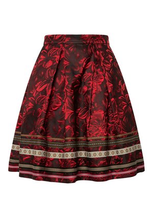 Ulla Popken BLÜTENMUSTER ZIERBÄNDER - A-Linien-Rock - red