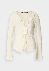 PLEATED FRILL - Top s dlhým rukávom - ecru
