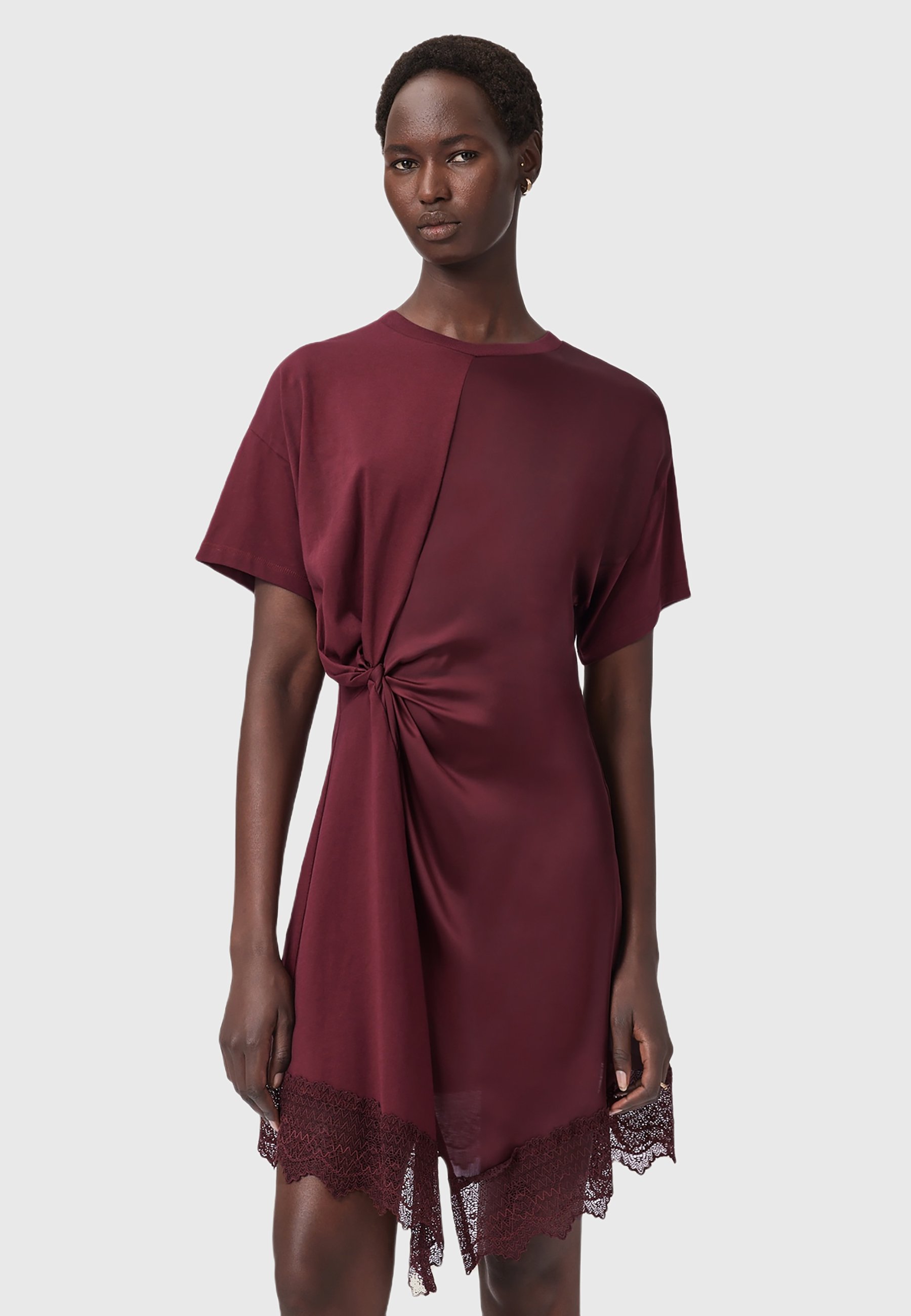 all saints burgundy dress AllSaints LANA - Day Anjali Black Color Dress _Is Solid_TRUE Polyester(96);Elastane(4) AllSaints womens clothing Variant:Ivory size 22