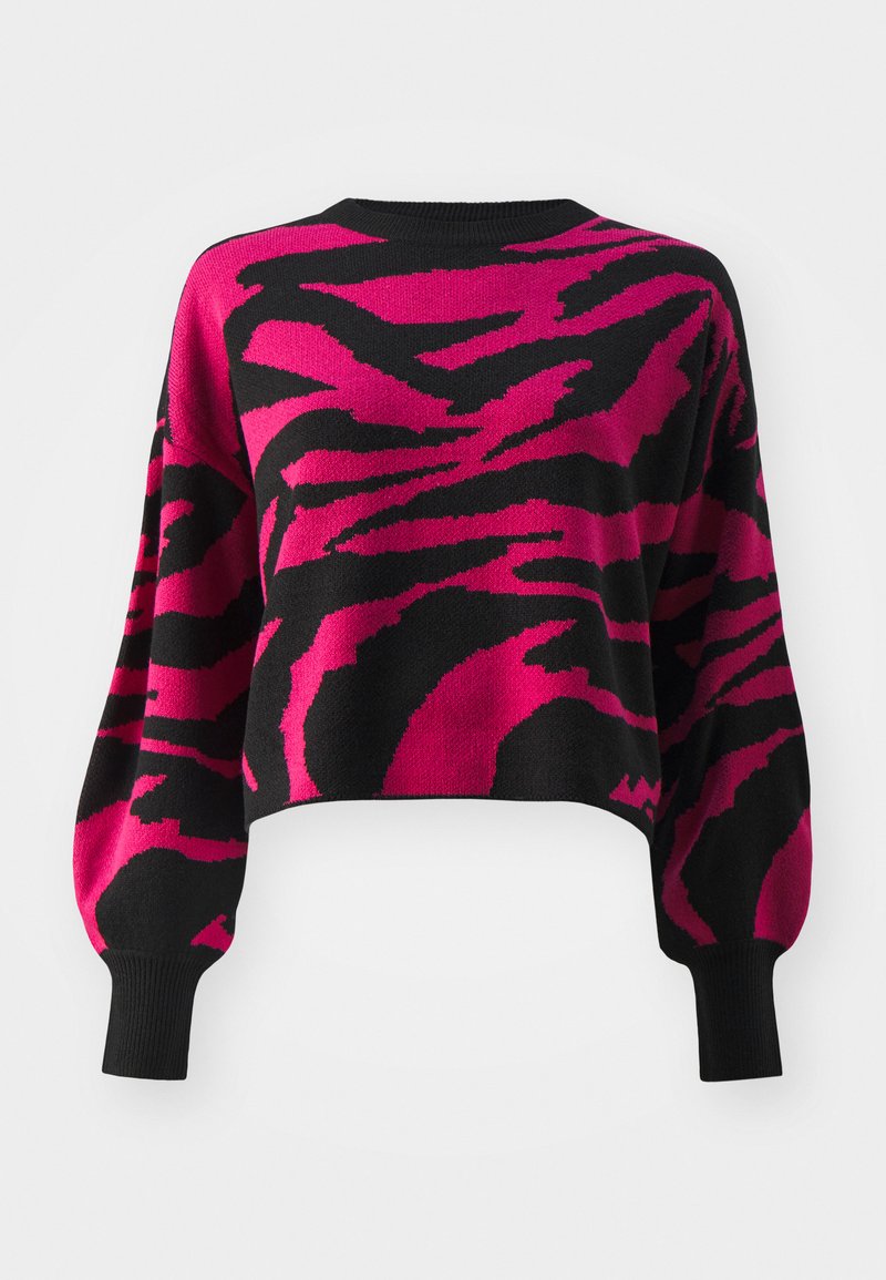 ONLY ONLHILLA MIX BOX ONECK - Strickpullover - black/beetroot 