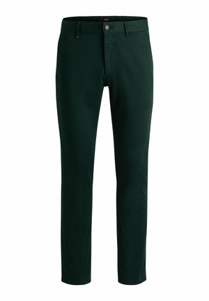 Tamnozeleni chinos u slim fit dizajnu, izrađeni od pamuka. Sadrže kopčanje na dugme, petlje za remen i bočne džepove. Glatka tekstura.