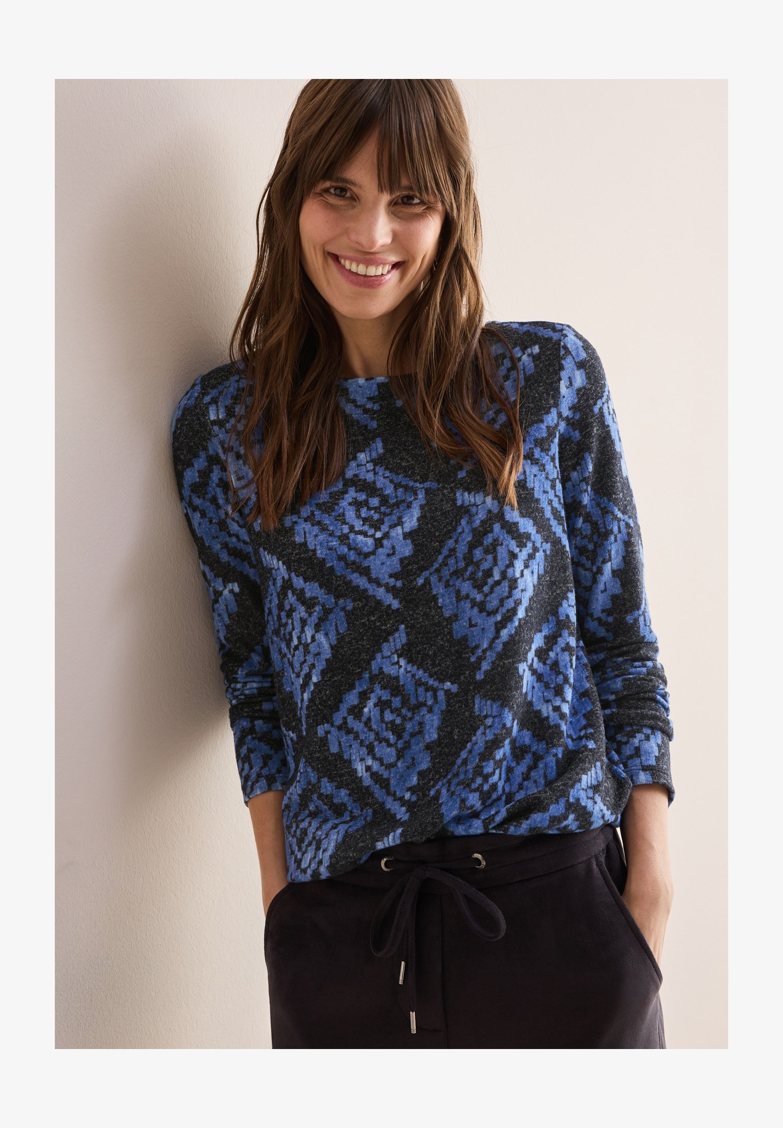 Cecil Maglia Donna Manica Lunga A Scacchi - Scollo A U, Multicolore, Look Casual/Sportivo, Cotone