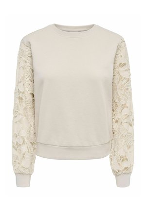 ONLY, ONLSTILLA L/S LACE SLEEVES CS SWT - Sweatshirt - pumice stone