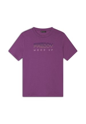 GIROCOLLO CON GRAFICA E PERLINE - T-shirt con stampa - purple