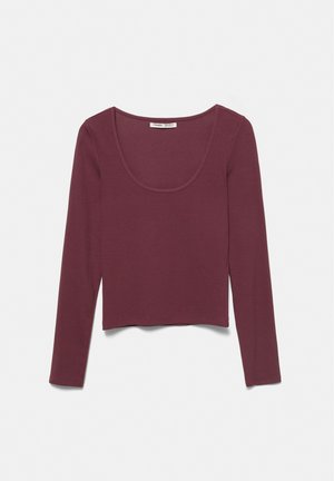 PULL&BEAR ROUND NECK  - T-shirt à manches longues - bordeaux