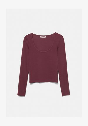 PULL&BEAR ROUND NECK - T-shirt à manches longues - bordeaux