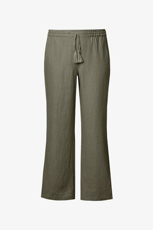 Ulla Popken, LEINENHOSE MARY ELASTIKBUND - Pantalones - vert loden