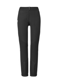 Pantalons softshell noirs au design ajusté, dotés de genoux renforcés, d'une taille élastique et d'un logo discret sur le côté.