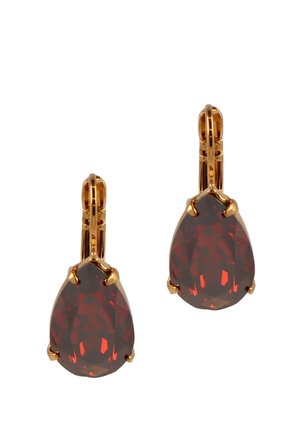 Oorbellen - gold coloured and amber