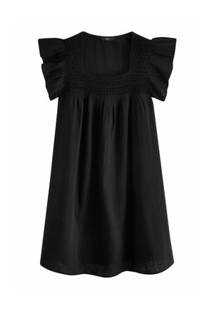 SQUARE NECK FLUTTER SLEEVE  - REGULAR FIT - Rochie de zi - black