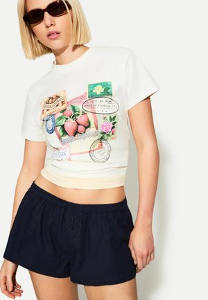 Bershka SHORT SLEEVE - T-shirt print - beige