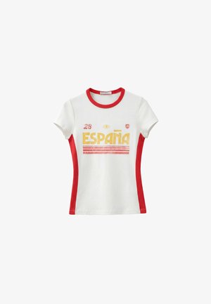 Stradivarius, CONTRAST NECK T-SHIRT WITH SLOGAN - T-shirts print - red
