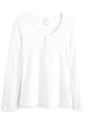 RIBBED HENLEY LONG SLEEVE TOP - Langærmet T-shirt - white