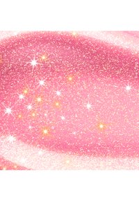 Pink glittery background with sparkling golden and white star-like light reflections scattered across the surface.