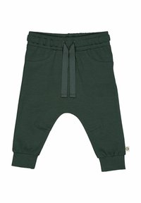 Gr�üne Baumwoll-Jogginghosen mit elastischem Bund, Kordelzug, Seitentaschen und schmal zulaufenden Bündchen. Weiche Textur, lässiges Design.
