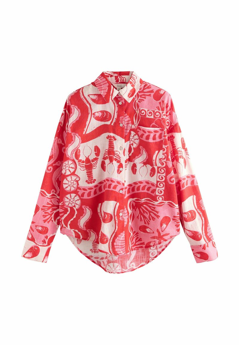 Next - LOOSE FIT - Button-down blouse - red pink lobster print, Enlarge