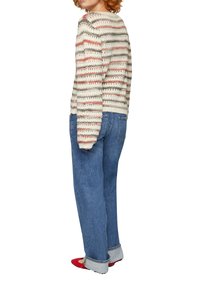 QS GESTREIFTER AJOUR  - Trui - beige