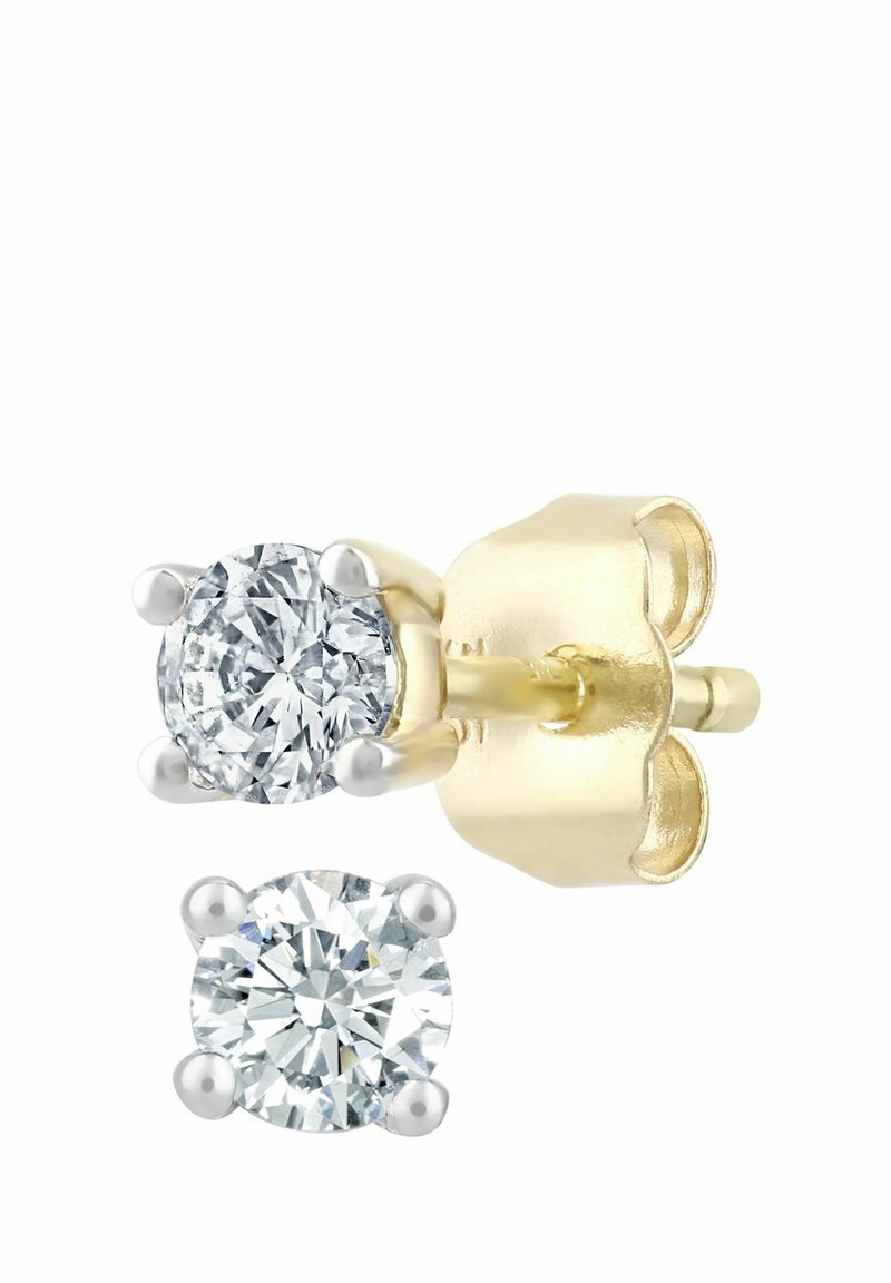 Kuld- ja hõbedatoonides kõrvarõngad, millel on kaks ümmargust, läikivat ja selget briljantlõikega kivi, mis on kinnitatud neljakõrguslike kinnitustega. Tekstureeritud tagused.