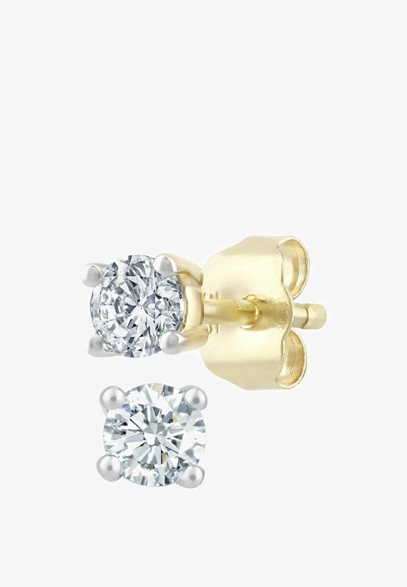 Kuld- ja hõbedatoonides kõrvarõngad, millel on kaks ümmargust, läikivat ja selget briljantlõikega kivi, mis on kinnitatud neljakõrguslike kinnitustega. Tekstureeritud tagused.